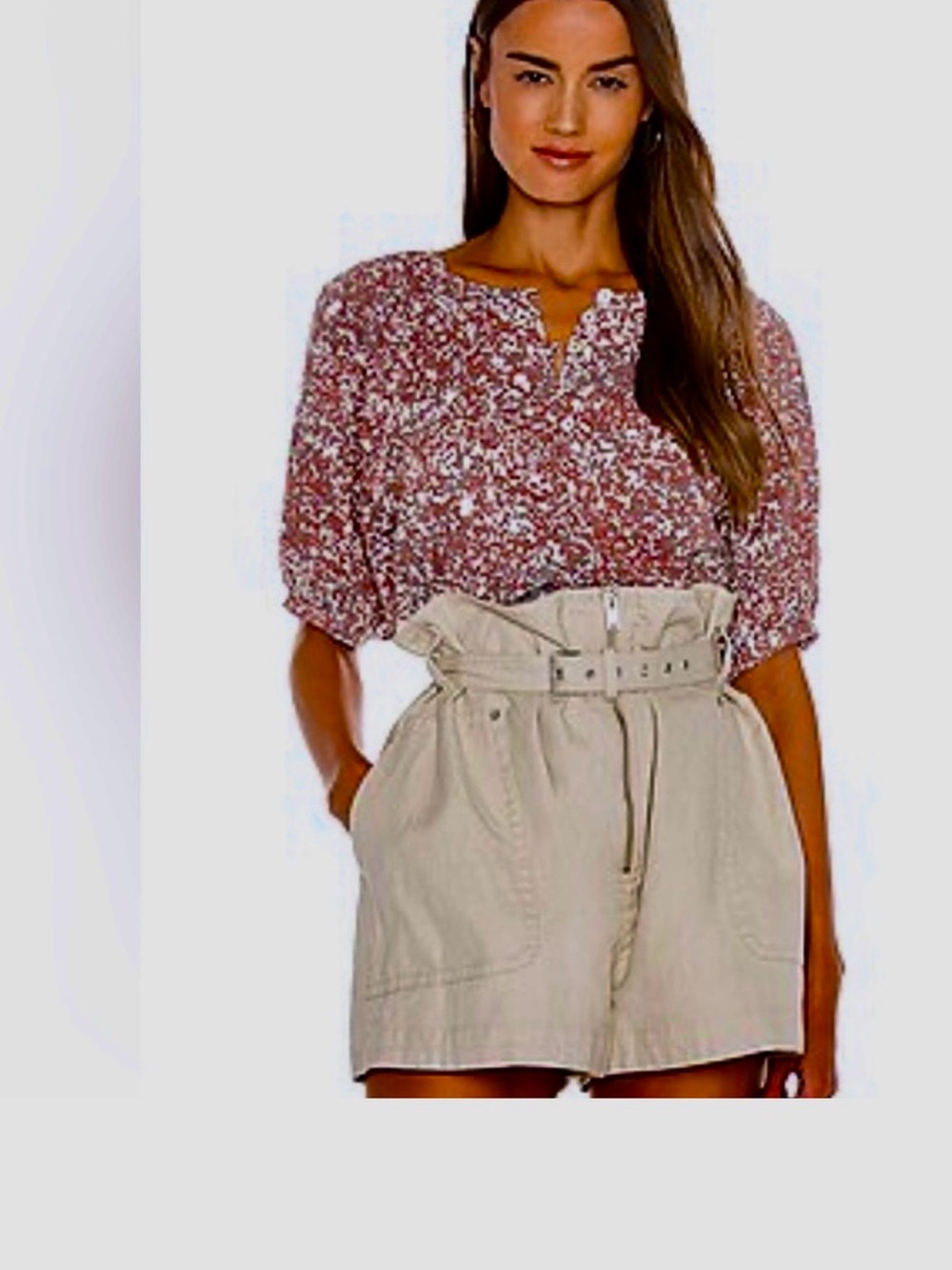 Cleobella Raimi Blouse Rust Marled Print Organic Cotton - Size Small